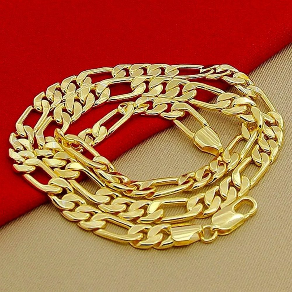 20 Inch Figaro Chain 8mm Wide 18K Yellow Gold - Picture 2 of 9